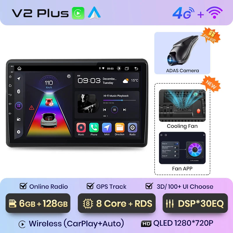 Junsun V1pro 2 Din Android Auto Radio For Renault Master For Nissan NV400 For Opel Movano 2 2009-2021 Car Multimedia Autoradio