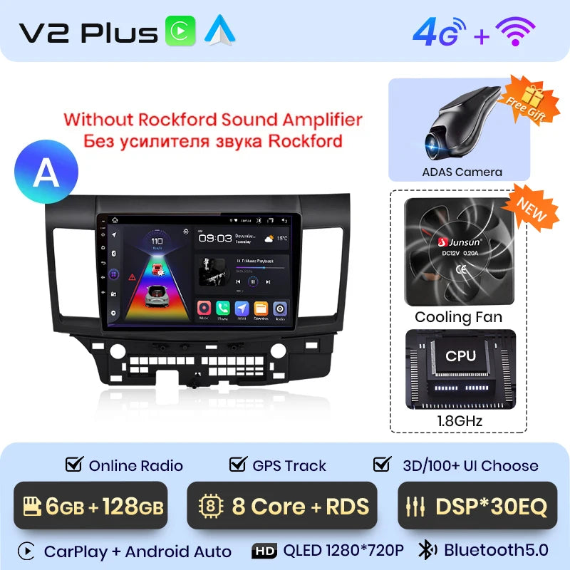 Junsun Car Radio For Mitsubishi Lancer 2007 - 2013 wireless CarPlay Android Auto car intelligent systems No 2 din 2din DVD