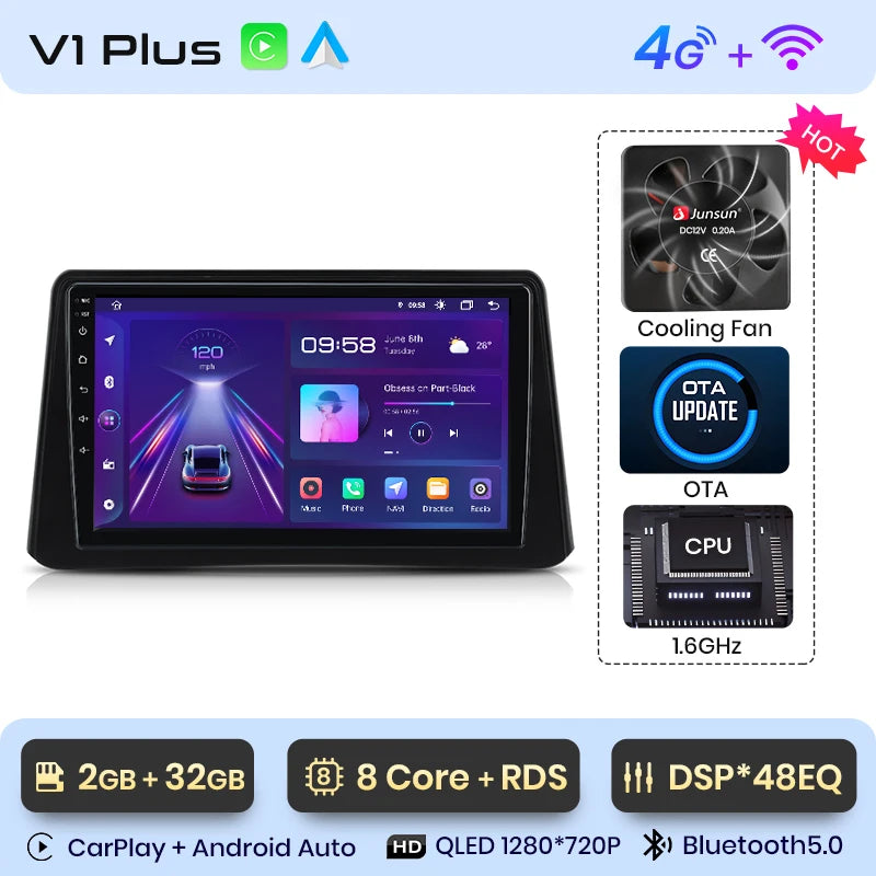 Junsun V1 Plus Car Radio For Opel Mokka 2012 - 2016 wireless CarPlay Android Auto car intelligent systems No 2 din 2din DVD