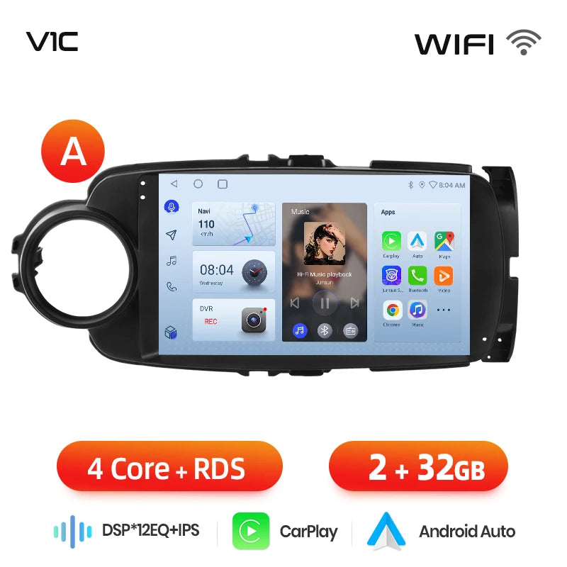 Junsun AI voice 4G LTE wireless CarPlay Android Auto Radio For Toyota Yaris 2012 2013 20014 2015-2017 Car Intelligent Systems Multimedia player Stereo RDS BT 2 din autoradio GPS Navi screen