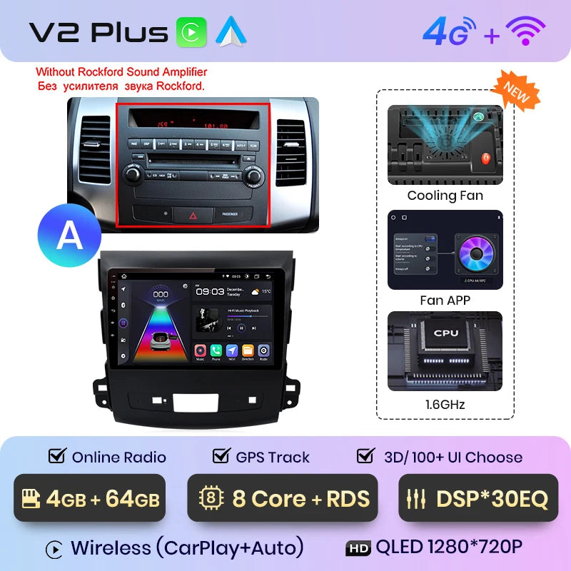 Junsun V1pro 2 din Android Auto Radio For Mitsubishi Outlander xl 2 2005-2011 Citroen C-Crosser Carplay Car Multimedia autoradio