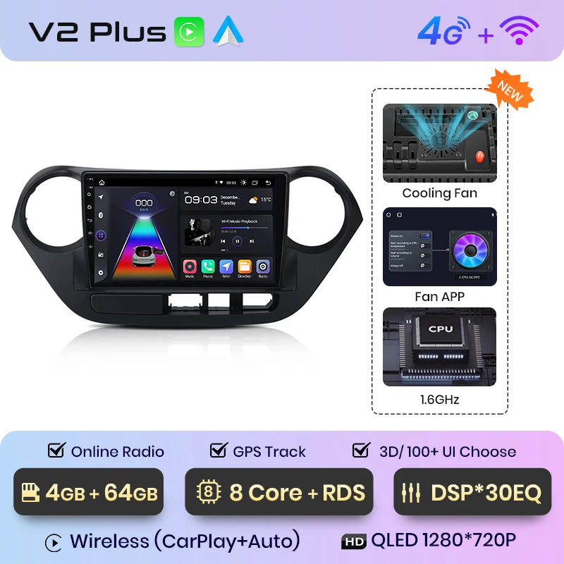Junsun V1pro AI Voice 2 din Android Auto Radio For Hyundai Grand I10 2013-2016 Carplay 4G Car Multimedia GPS 2din autoradio