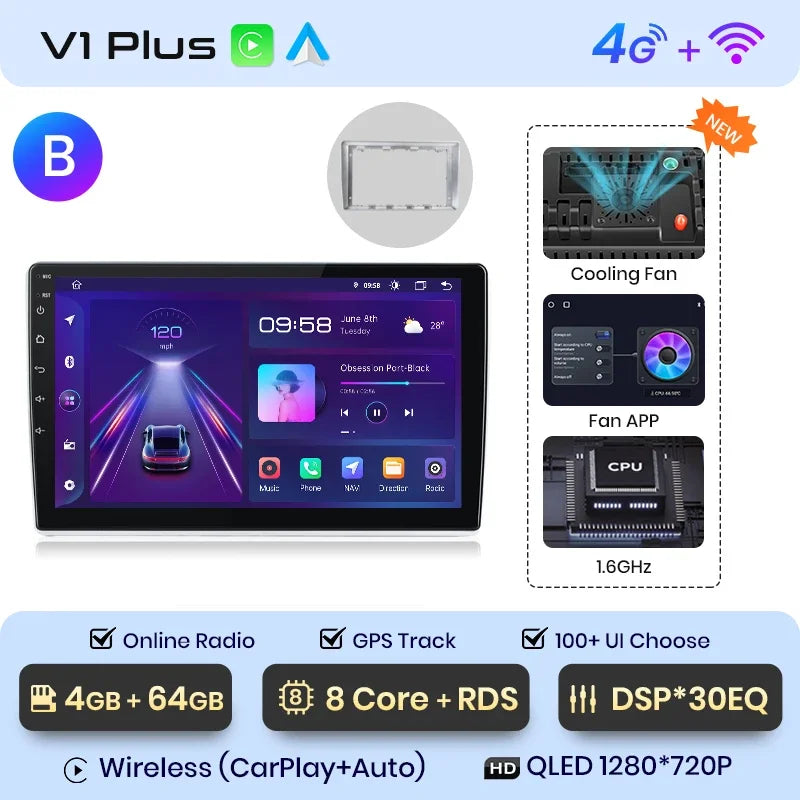 Junsun Wireless CarPlay Android Auto Car Radio Multimedia For VW Passat B5 B6 2004-2010  GPS Intelligent Systems Smart Autoradio