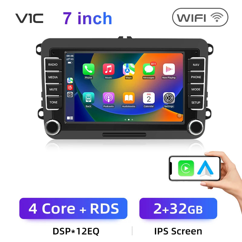 Junsun 2Din Wireless CarPlay for Apple Android Auto Car Radio Multimedia Player For VW Volkswagen Skoda Octavia PASSAT B6 GOLF