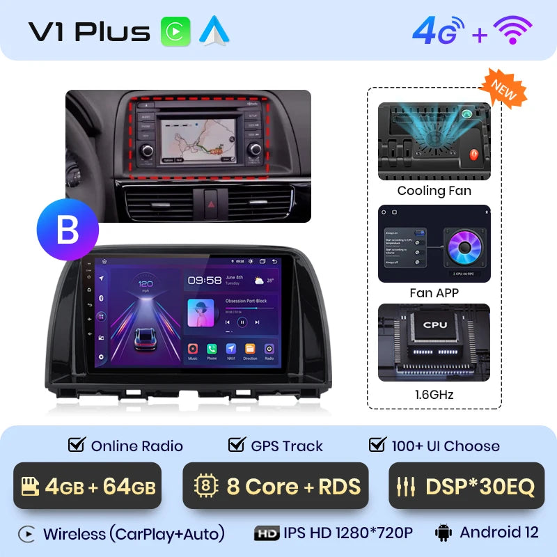 Junsun V1pro AI Voice 2 din Android Auto Radio For Mazda CX-5 2012-2015  Carplay 4G Car Multimedia GPS 2din autoradio