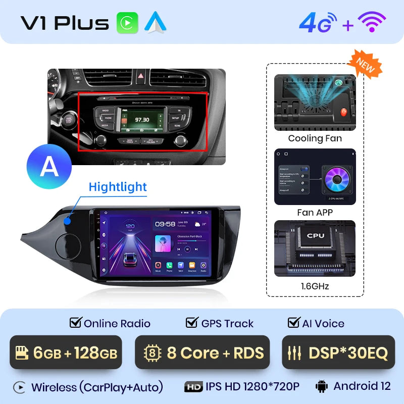 Junsun V1pro AI Voice 2 din Android Auto Radio For KIA CEED JD Cee'd 2012-2018 Carplay Car Multimedia GPS 2din autoradio