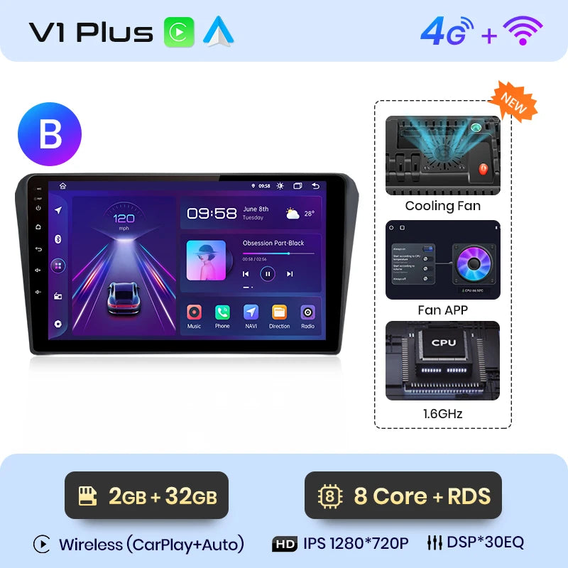 Junsun V1pro AI Voice 2 din Android Auto Radio For Toyota Avensis T25 2002 - 2008  Carplay Car Multimedia GPS 2din autoradio