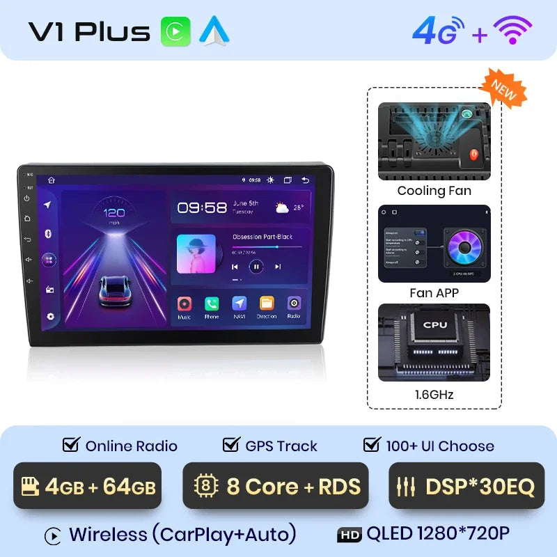 Junsun Wireless CarPlay Android Auto Radio For VOLKSWAGEN POLO 2004 2005 2006-2010 Car Intelligent Systems RDS BT WiFi 2 din