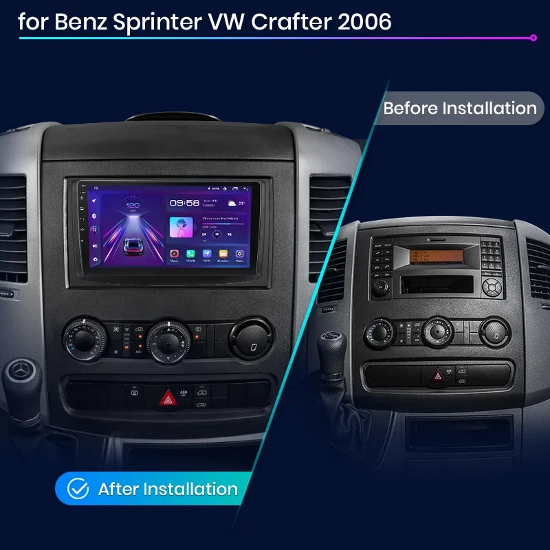 Junsun Wireless CarPlay Android Auto Radio For Mercedes-Benz Sprinter VW Crafter 2006 Car Intelligent Systems RDS BT WiFi 2 din