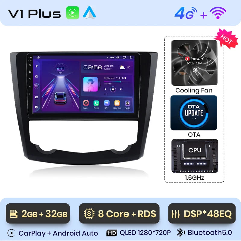 Junsun V1 Plus Car Radio For Renault Kadjar 2015 - 2019 wireless CarPlay Android Auto car intelligent systems No 2 din 2din DVD