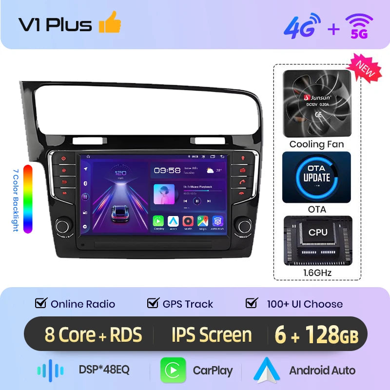 Junsun Wireless CarPlay Car Radio For Volkswagen VW Golf 7 2013-2017 Android Multimedia