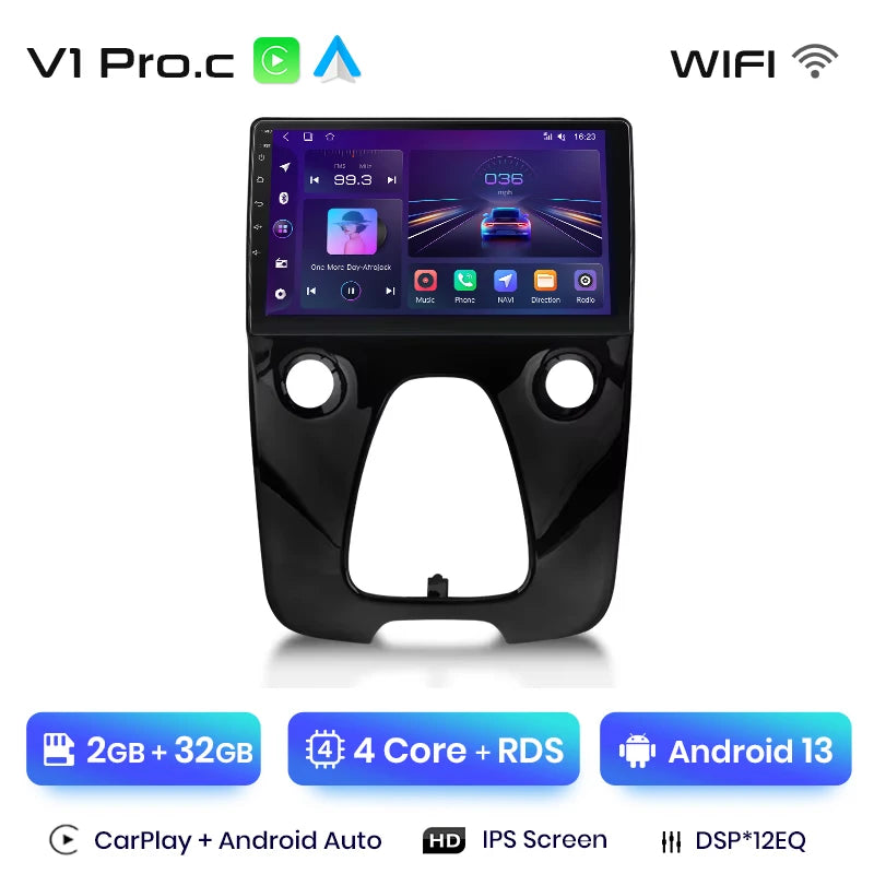 Junsun V1 Plus Car Radio For Peugeot 108 Citroen C1 Toyota Aygo 2014 - 2021 wireless CarPlay Android Auto No 2 din 2din DVD