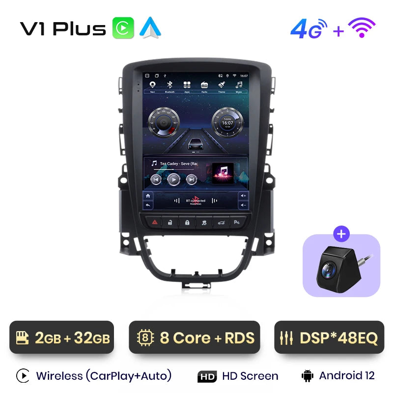 Junsun Tesla Style Android Auto Wireless Carplay Car Radio Multimedia For Opel Astra J Vauxhall Buick Verano 2009-2013 no 2din