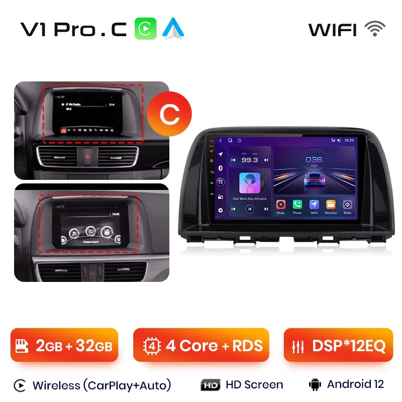 Junsun V1pro AI Voice 2 din Android Auto Radio For Mazda CX-5 2012-2015  Carplay 4G Car Multimedia GPS 2din autoradio