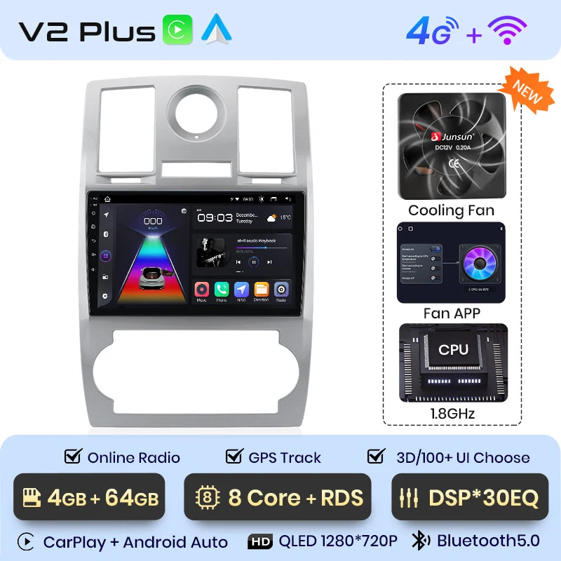 Junsun Car Radio For Chrysler 300C Aspen 2004 - 2008 wireless CarPlay Android Auto car intelligent systems No 2 din 2din DVD