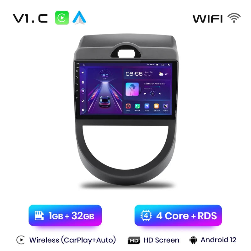 Junsun V1 AI Voice Wireless CarPlay Android Auto Radio For Kia Soul AM 2008-2011 4G Car Multimedia GPS 2din autoradio