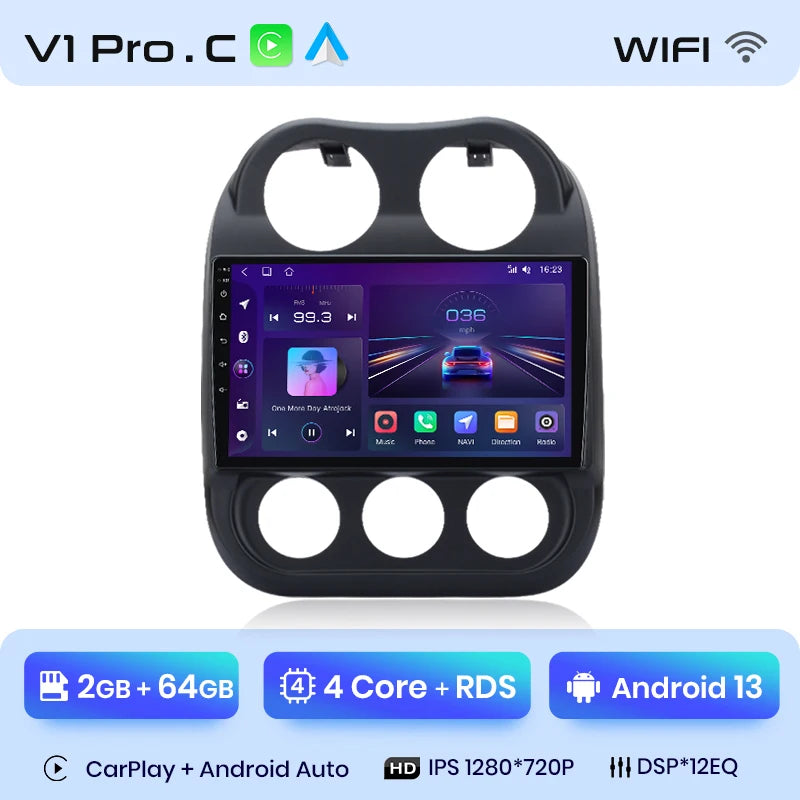 Junsun Car Radio For JEEP Compass Patriot 2010 - 2016 wireless CarPlay Android Auto car intelligent systems No 2 din 2din DVD