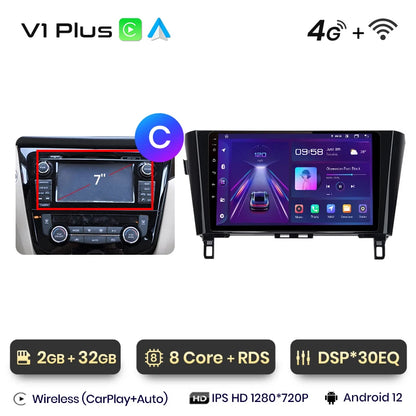 Junsun V1 Wireless CarPlay Android Auto Radio For Nissan Qashqai J11 X-Trail 3 T32 2013-2017 Car Multimedia GPS 2din autoradio