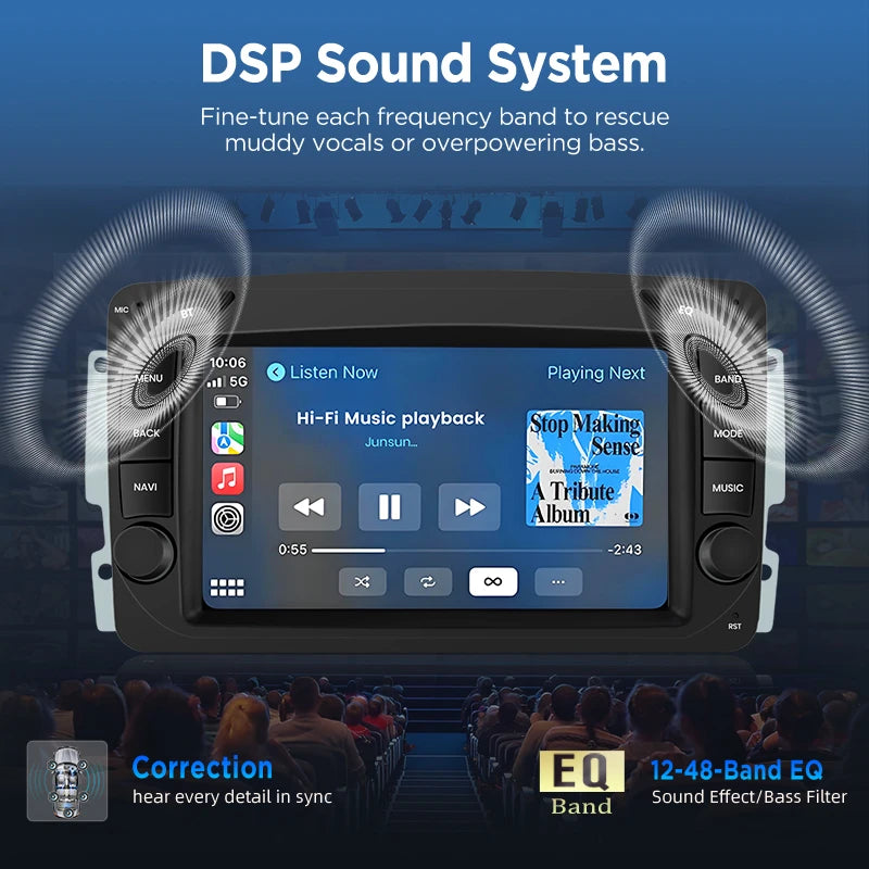 Junsun Wireless CarPlay Car Radio For Mercedes Benz Vito CLK W209 W210 W639 W203 1998-2006 Android Multimedia