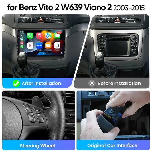 Junsun eSIM Android 14 Wireless CarPlay Android Auto Radio For Benz Vito 2 W639 Viano 2 2003 2004-2015 Stereo auto accessories