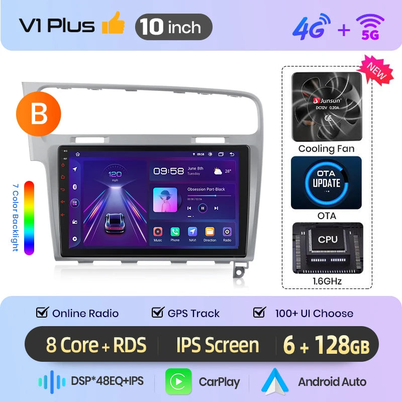 Junsun Wireless CarPlay Car Radio For VW Golf 7 mk7 2013-2017 Android Multimedia