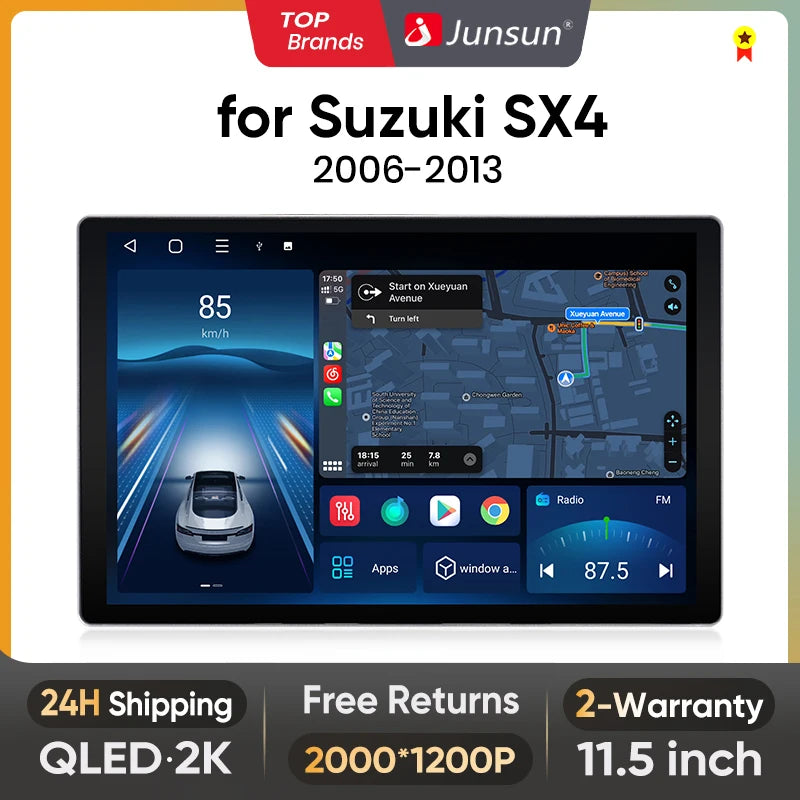 Junsun X7 PRO Wireless CarPlay Android Auto Car Radio for Suzuki SX4 2006-2013 11.5“ 2K AI Voice Multimedia autoradio