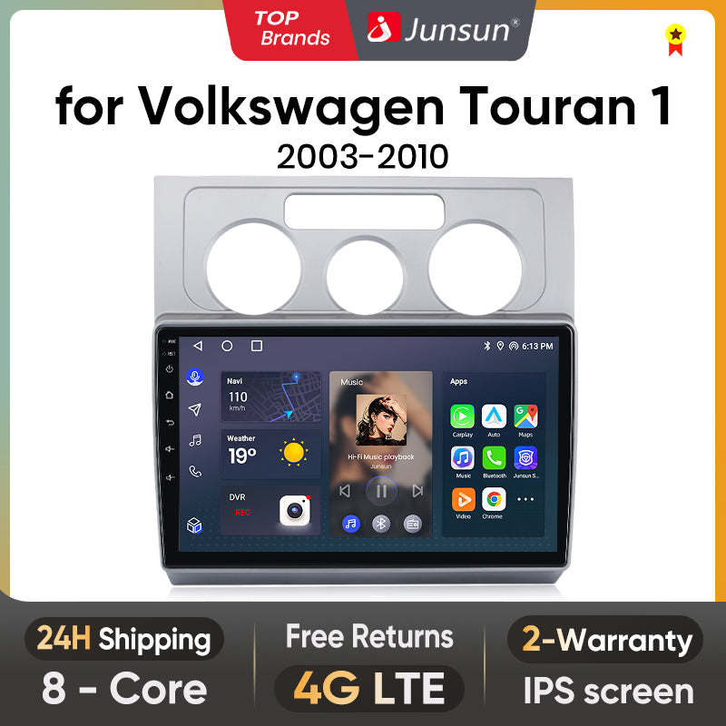 Junsun AI Voice 2 din Android Auto Radio dla Volkswagen Touran 1 2003 - 2010 Carplay 4G Car Multimedia GPS 2din autoradio