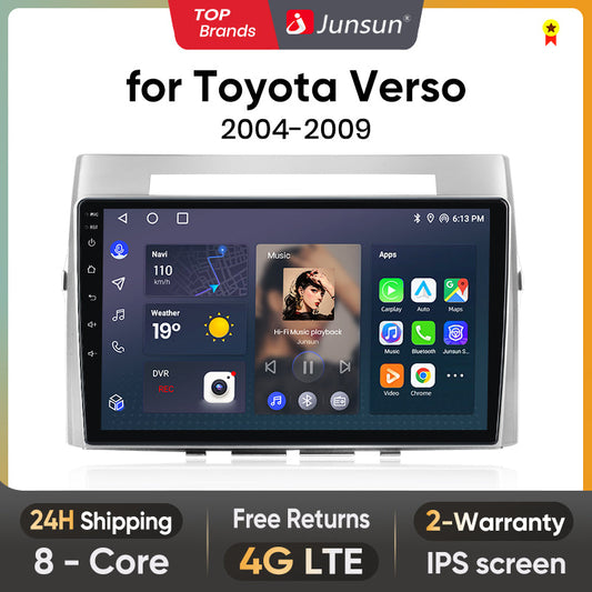 Junsun AI voice 4G LTE bezprzewodowe CarPlay Android Auto Radio dla Toyota Corolla Verso 2004 2005 2006 2007 2008 2009 Inteligentne systemy samochodowe Odtwarzacz multimedialny Stereo RDS BT 2 din autoradio GPS Navi ekran