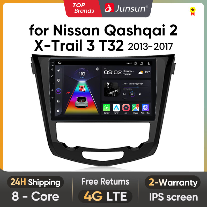 Junsun Bezprzewodowe CarPlay Radio Multimedialne Dla Nissana Qashqai J11 X-Trail T32 2013-2017 Android Auto GPS Autoradio Samochodowe Inteligentne