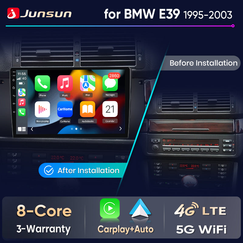 Junsun Wireless CarPlay Car Radio For BMW E39 1995 1996 1997 1998 1999-2003 Android Multimedia