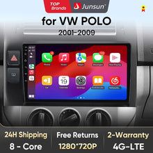 Junsun AI voice 4G LTE wireless CarPlay Android Auto Radio For Volkswagen Polo Mk4 IV 2001-2009 Car Intelligent Systems Multimedia player Stereo RDS BT 2 din autoradio GPS Navi screen