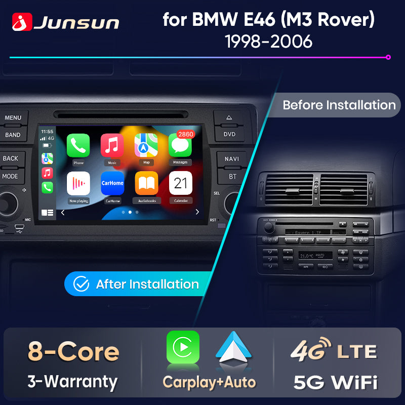 Junsun Wireless CarPlay Car Radio For BMW E46 M3 318 320 325 330 335 Android Multimedia